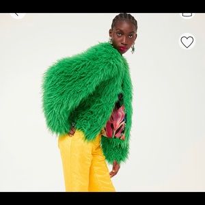 Iris Apfel X H&M Green Faux Fur Jacket Size Medium Sold Out